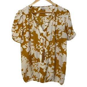 1010 - Bird Floral Blouse with Tassel Ties